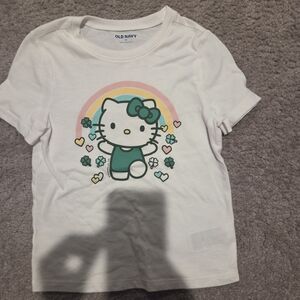 Old Navy White Tee with Hello Kitty and Rainbow